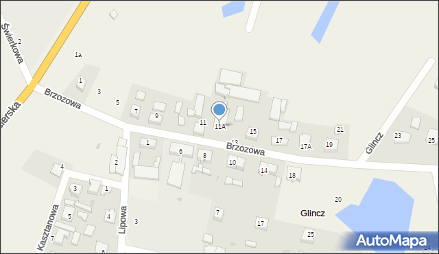 Glincz, Brzozowa, 11A, mapa Glincz