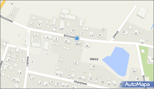 Glincz, Brzozowa, 14, mapa Glincz