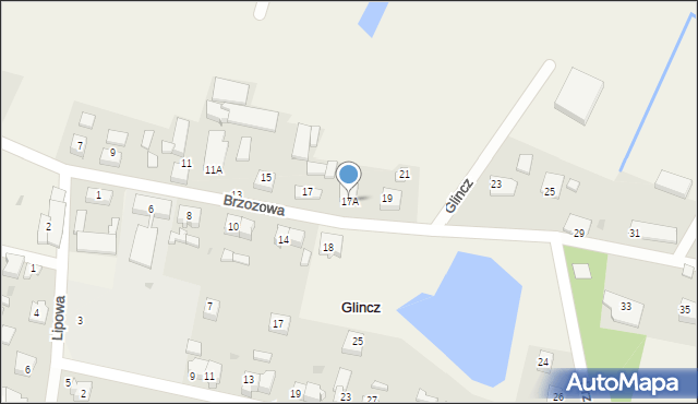 Glincz, Brzozowa, 17A, mapa Glincz