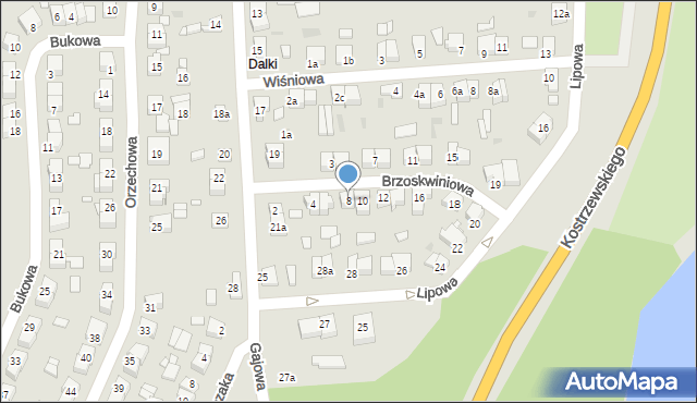 Gniezno, Brzoskwiniowa, 8, mapa Gniezna