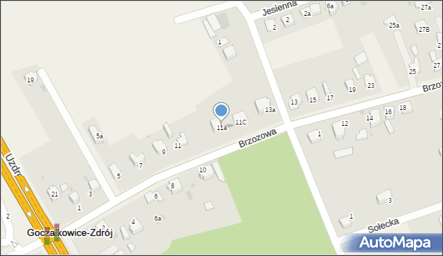 Goczałkowice-Zdrój, Brzozowa, 11a, mapa Goczałkowice-Zdrój