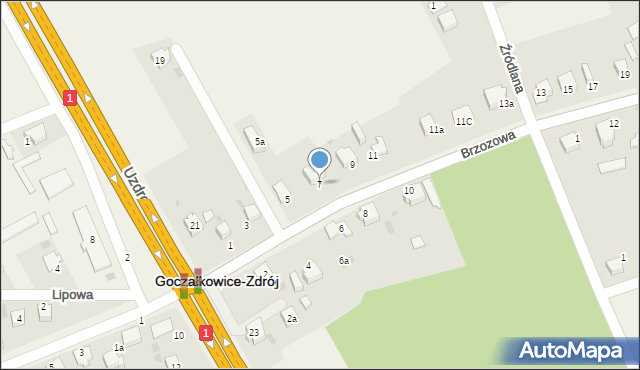 Goczałkowice-Zdrój, Brzozowa, 7, mapa Goczałkowice-Zdrój