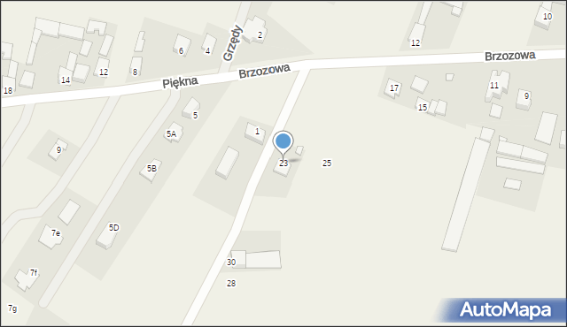 Grzędy, Brzozowa, 23, mapa Grzędy