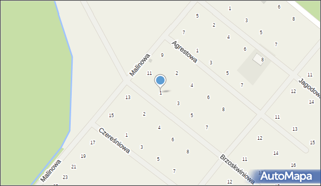 Jamnice, Brzoskwiniowa, 1, mapa Jamnice