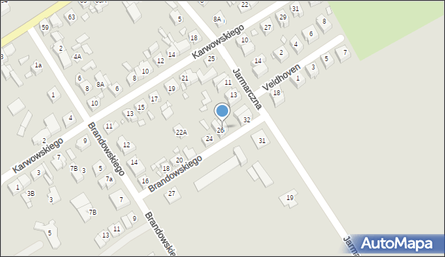 Jarocin, Brandowskiego Alfreda, 26a, mapa Jarocin