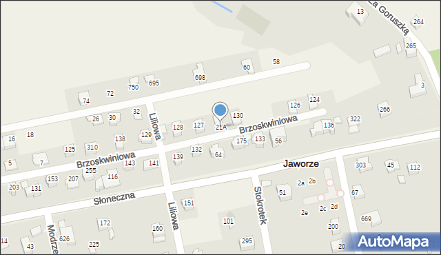 Jaworze, Brzoskwiniowa, 21A, mapa Jaworze