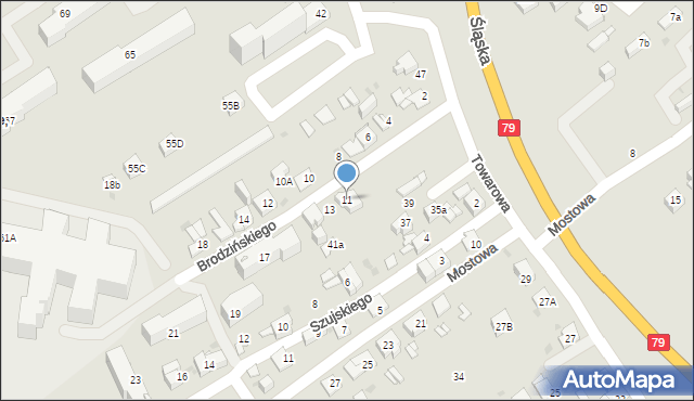 Jaworzno, Brodzińskiego Kazimierza, 11, mapa Jaworzno