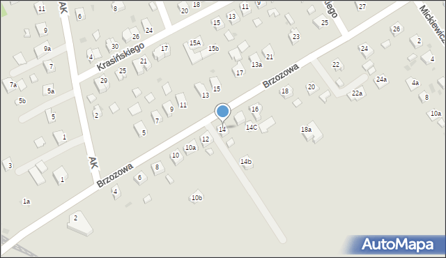 Jedlicze, Brzozowa, 14, mapa Jedlicze