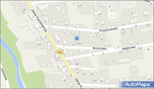 Jeleśnia, Brzozowa, 7, mapa Jeleśnia