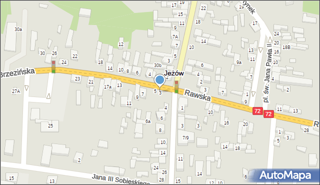 Jeżów, Brzezińska, 3, mapa Jeżów