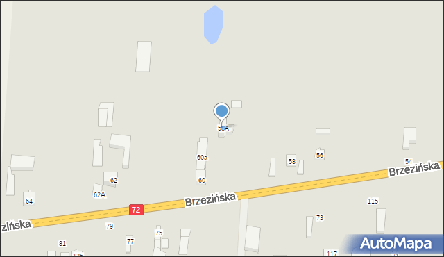 Jeżów, Brzezińska, 58A, mapa Jeżów