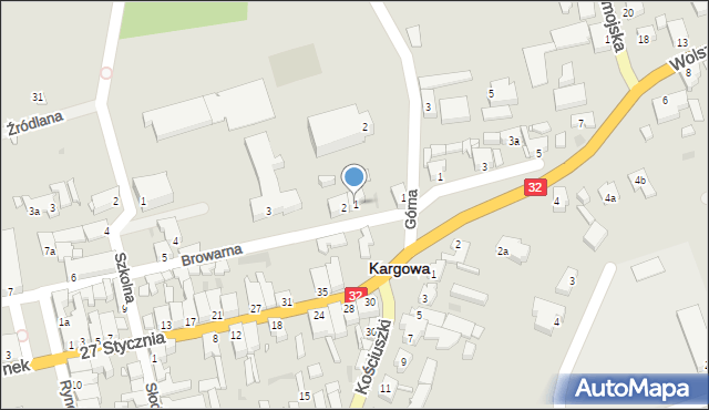 Kargowa, Browarna, 1, mapa Kargowa