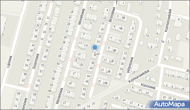 Karwiany, Brzoskwiniowa, 32, mapa Karwiany