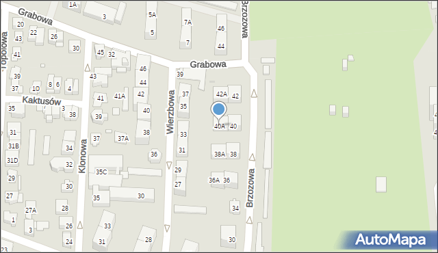 Katowice, Brzozowa, 40A, mapa Katowic