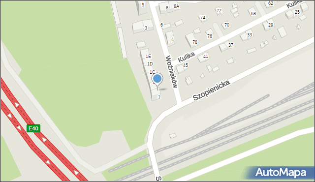 Katowice, Braci Woźniaków, 1A, mapa Katowic