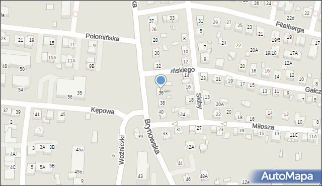 Katowice, Brynowska, 36, mapa Katowic