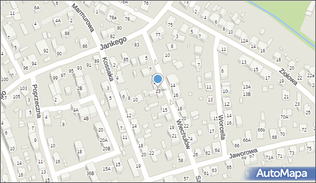 Katowice, Braci Wiechułów, 13, mapa Katowic