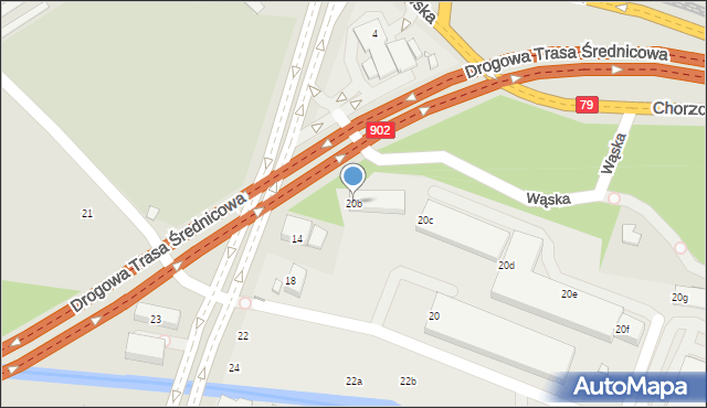 Katowice, Bracka, 20b, mapa Katowic