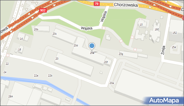 Katowice, Bracka, 20e, mapa Katowic