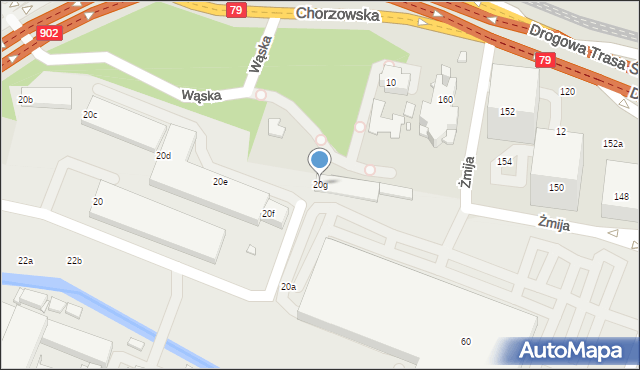 Katowice, Bracka, 20g, mapa Katowic