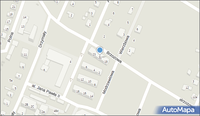 Kąty Wrocławskie, Brzozowa, 21, mapa Kąty Wrocławskie