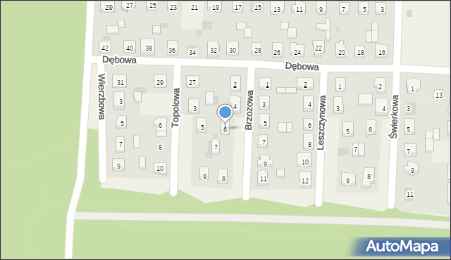 Kazimierz Biskupi, Brzozowa, 6, mapa Kazimierz Biskupi
