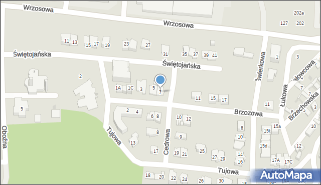 Kielce, Brzozowa, 7, mapa Kielc