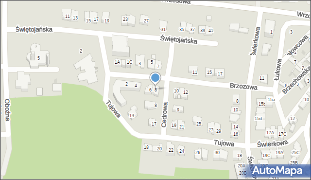 Kielce, Brzozowa, 8, mapa Kielc