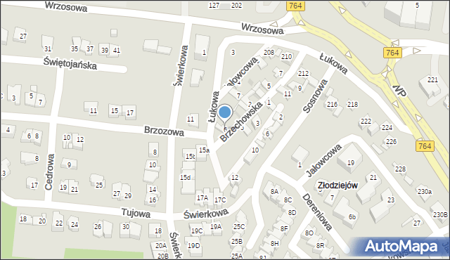 Kielce, Brzechowska, 6, mapa Kielc