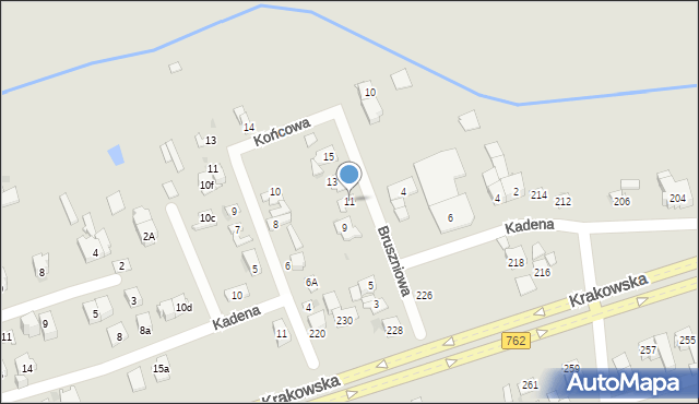 Kielce, Bruszniowa, 11, mapa Kielc