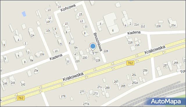 Kielce, Bruszniowa, 3, mapa Kielc