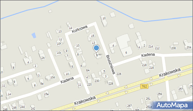 Kielce, Bruszniowa, 9, mapa Kielc