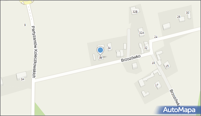 Kielno, Brzozówko, 36, mapa Kielno