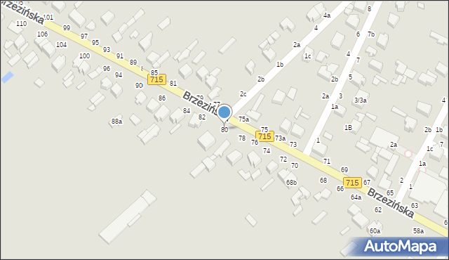 Koluszki, Brzezińska, 80, mapa Koluszki