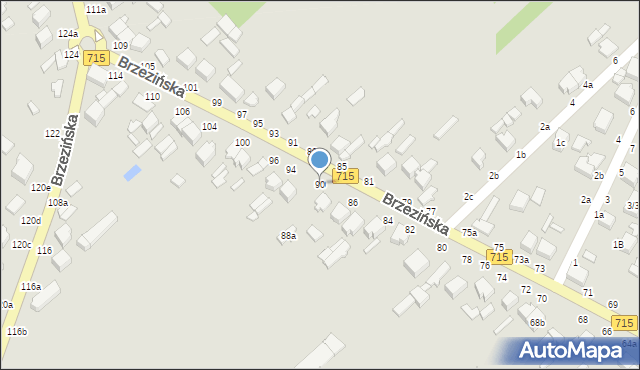 Koluszki, Brzezińska, 90, mapa Koluszki