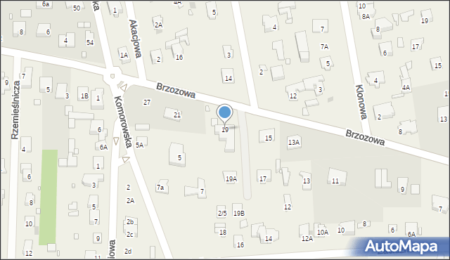 Komorów, Brzozowa, 19, mapa Komorów