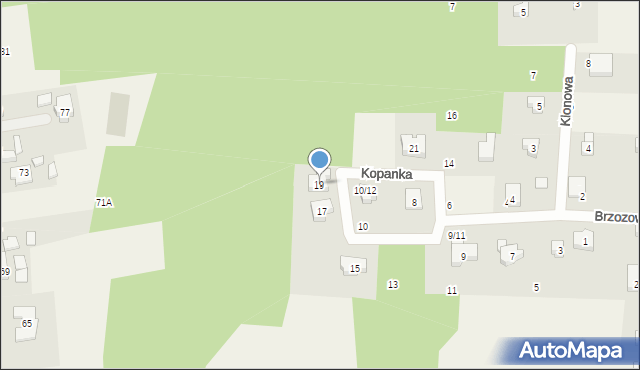 Kopanka, Brzozowa, 19, mapa Kopanka