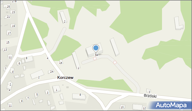 Korczew, Brzóski Stanisława, ks., 3A, mapa Korczew