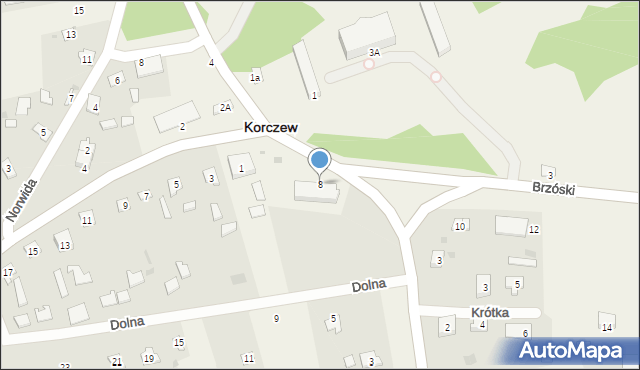 Korczew, Brzóski Stanisława, ks., 8, mapa Korczew