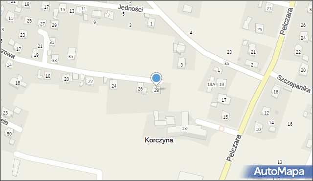 Korczyna, Brzozowa, 28, mapa Korczyna