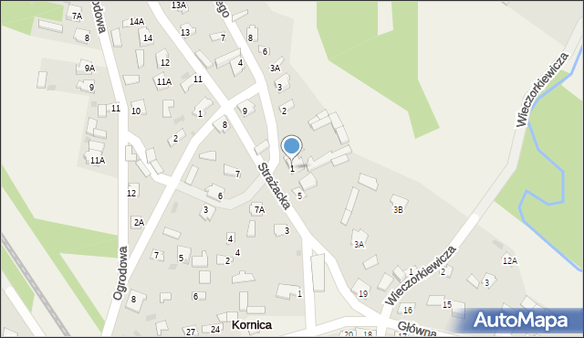 Kornica, Brzezińskiego Jana, 1, mapa Kornica