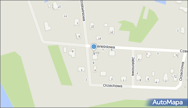 Koronowo, Brzoskwiniowa, 8, mapa Koronowo