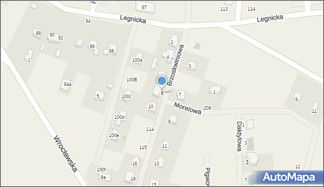 Koskowice, Brzoskwiniowa, 8, mapa Koskowice