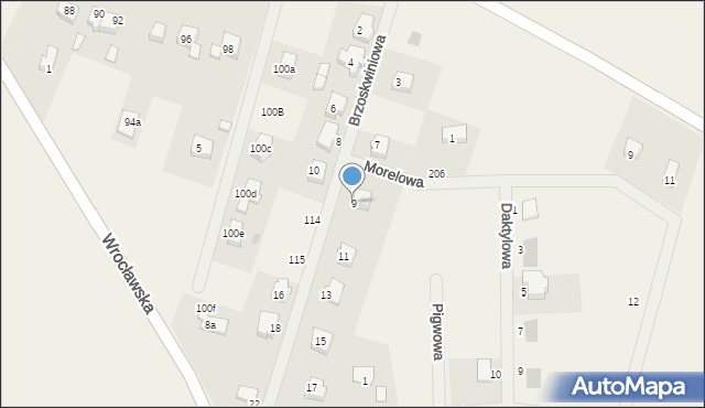 Koskowice, Brzoskwiniowa, 9, mapa Koskowice