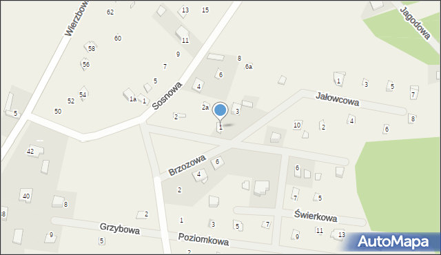 Kostkowice, Brzozowa, 1, mapa Kostkowice