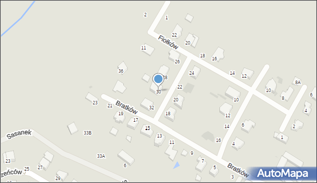 Koszalin, Bratków, 30, mapa Koszalina