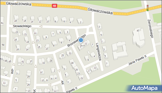 Kozienice, Broniewskiego Władysława, 17, mapa Kozienice