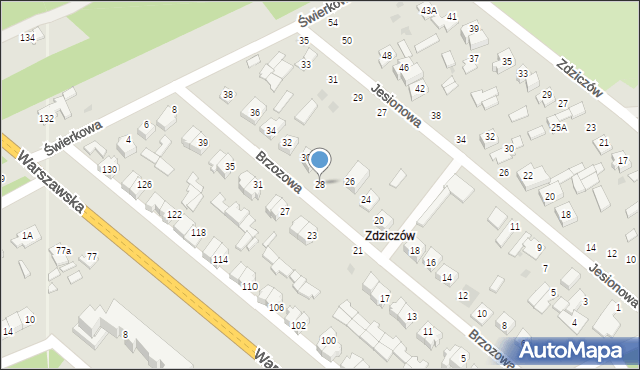 Kozienice, Brzozowa, 28, mapa Kozienice