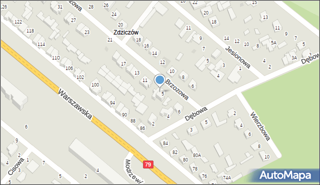 Kozienice, Brzozowa, 7, mapa Kozienice