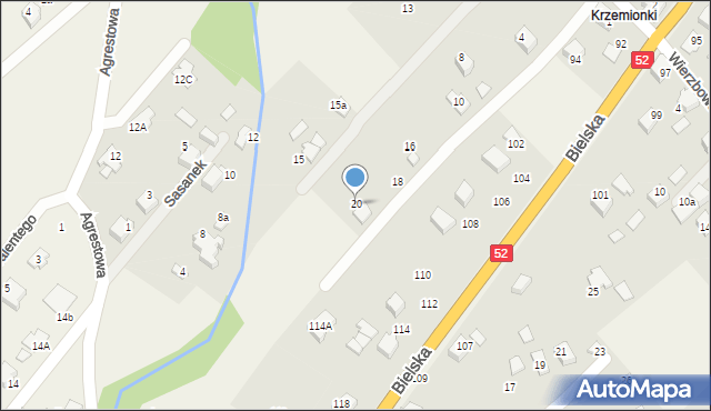 Kozy, Bratków, 20, mapa Kozy